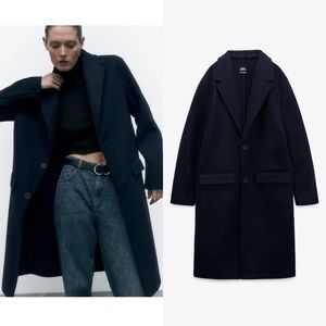 Zara oversized coat, navy blue